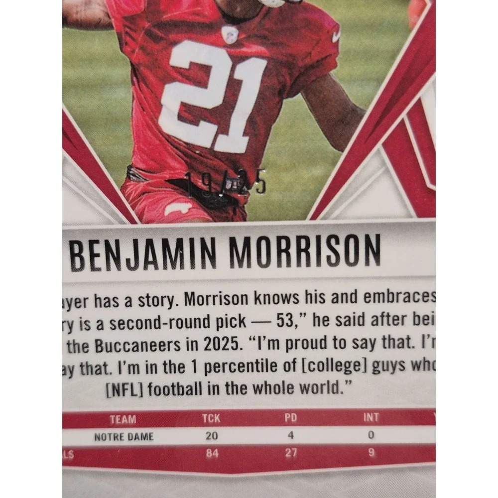 2025 Panini Phoenix Benjamin Morrison #247 Rookie Ash Mojo /25 (RC) Buccaneers